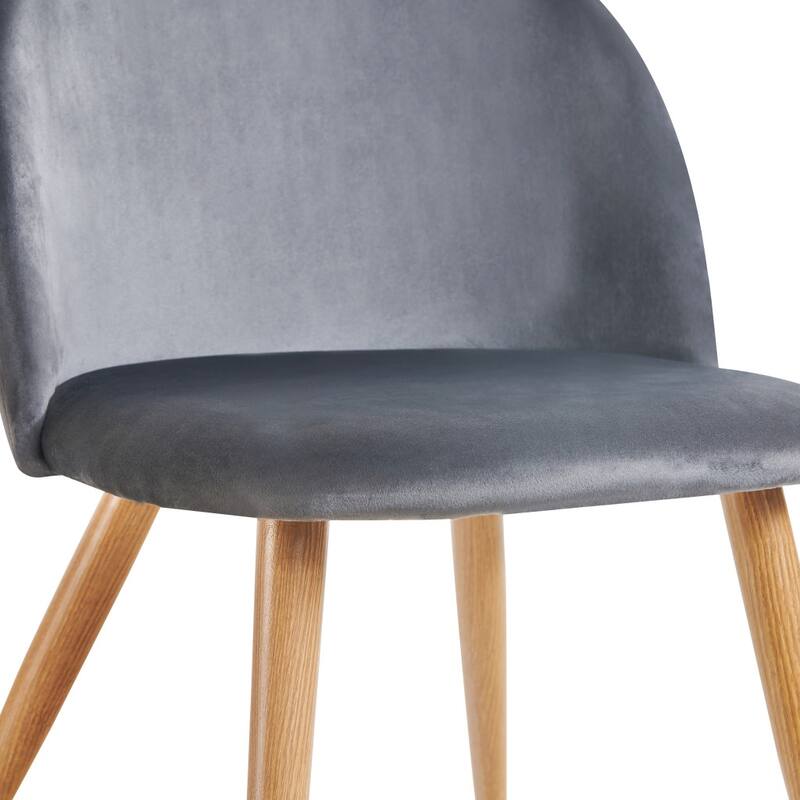 HomeRoots Set of Two Charcoal and Brown Upholstered Velvet Dining Side Chairs - 19.30 in. x 30.30 in. x 19.70 in.