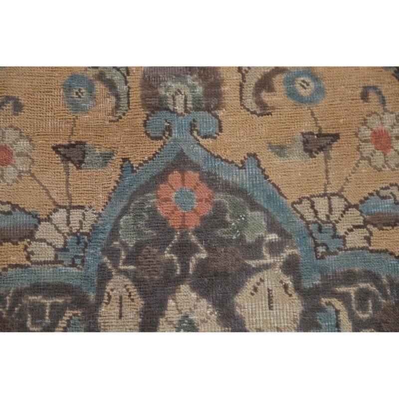 Hand Knotted Oriental 100% Wool Carpet Traditional Floral Peach Mashad Area Rug - 12' 7'' X 8' 10''