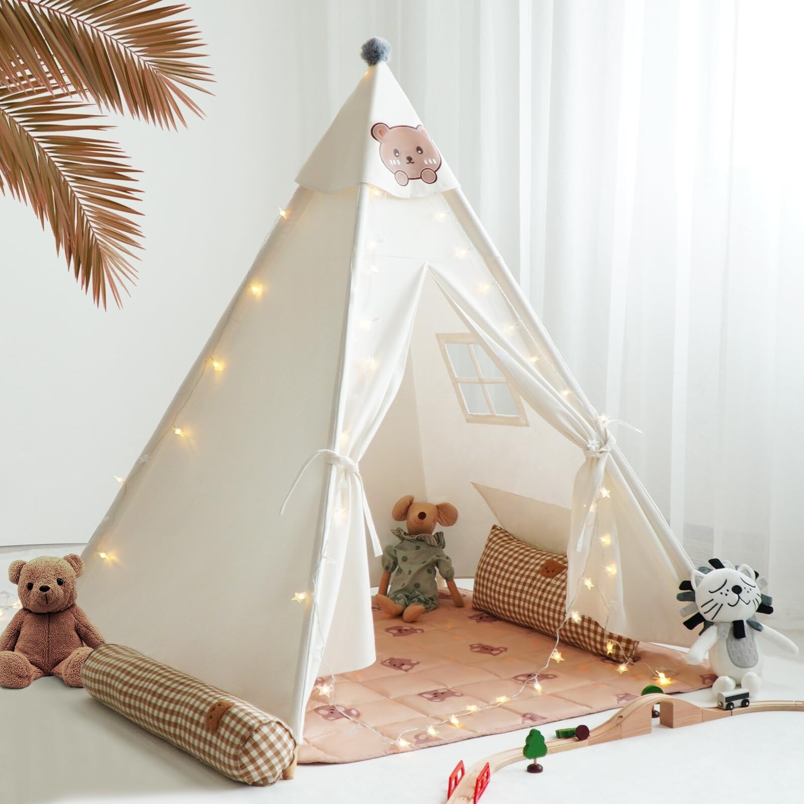 Portable Children s Play Tent Foldable with Mat Lights Carry