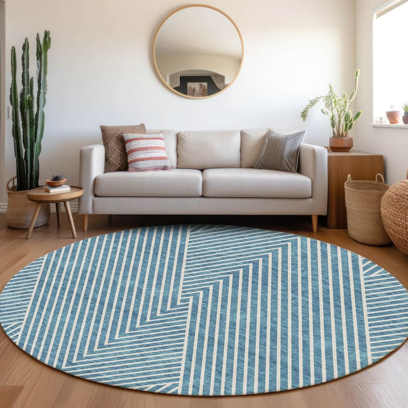 Premium Washable Super Soft Modern Geo Mayfield Rug - Teal - 8' x 8'