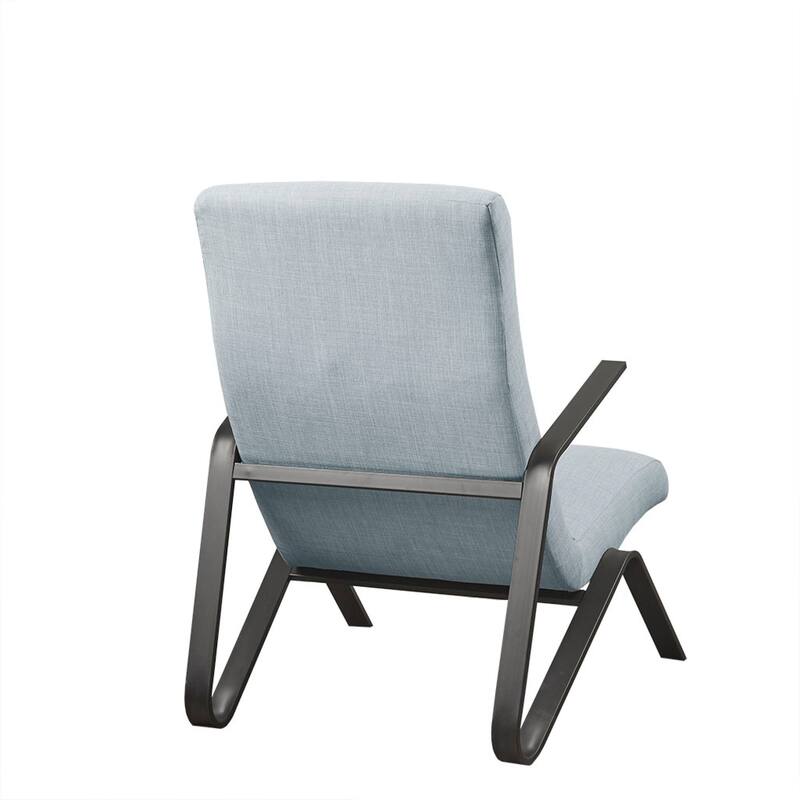 Roomfitters Modern High Back Accent Chair, Contemporary Upholstered Lounge Seating with Metal Arms for Living Room, Light Blue