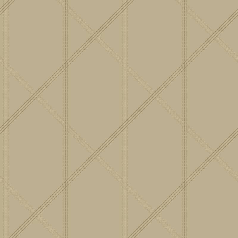 A-Street Prints Walcott Taupe Stitched Trellis Wallpaper