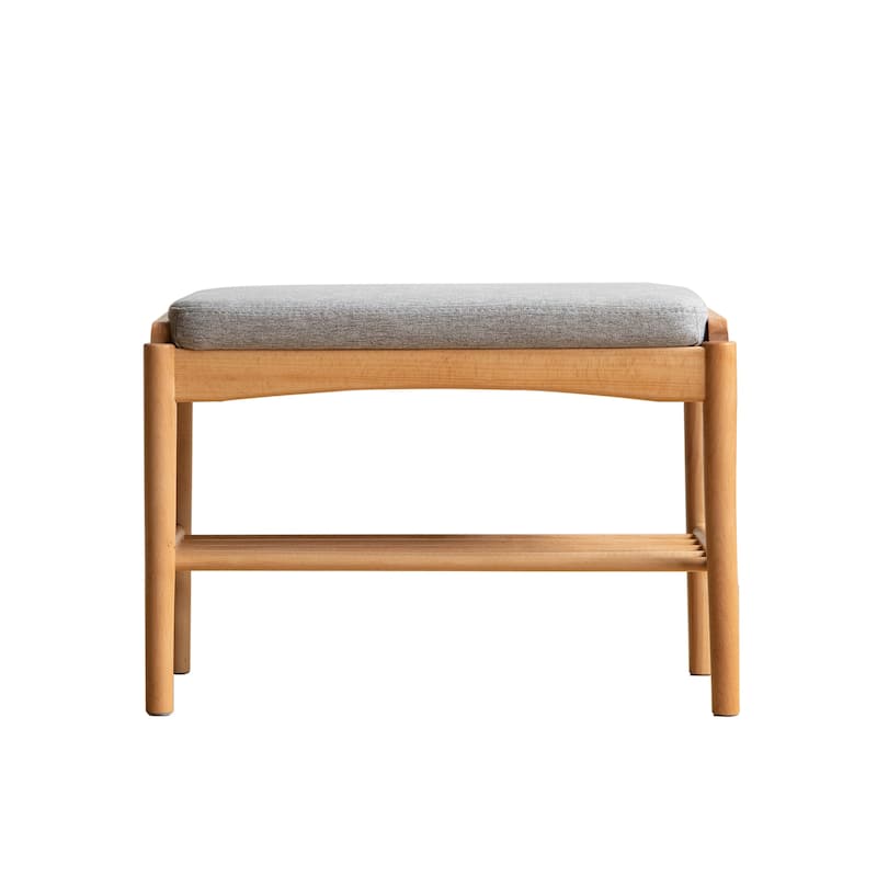 GDFStudio - Auburn Mid-Century Modern Solid Wood Storage Shoe Bench with Cushioned Seat - 23.62"W