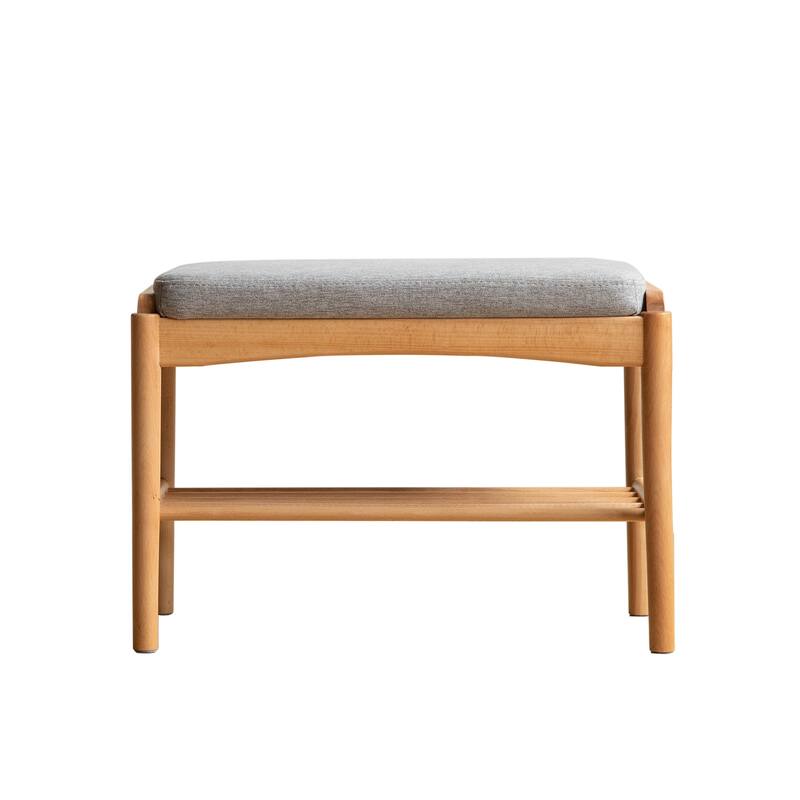 GDFStudio - Cedric Beech Wood Entryway Shoe Bench with Cushion