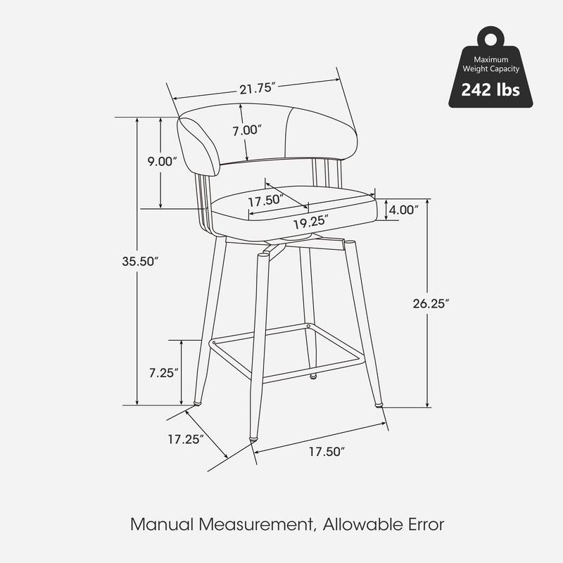 Glitzhome 26 or 31 Inches Modern Upholstered Swivel Counter Height Bar Stools