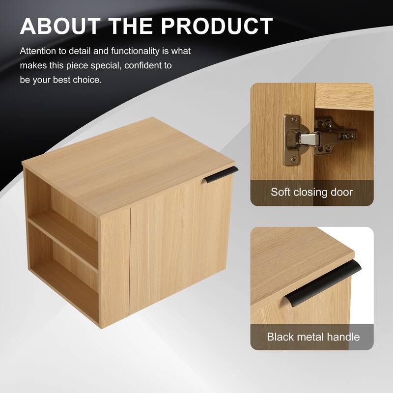 24" Oak Bathroom Vanity Cabinet with Generous Storage, Soft-Close Doors, and Easy Assembly (Sink Not Included)