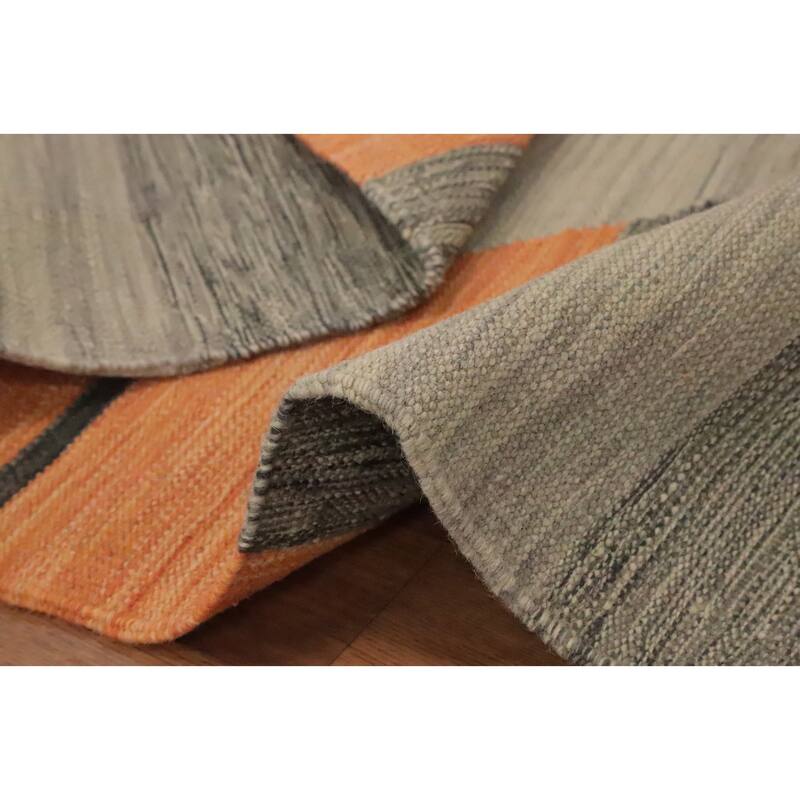 Hand Woven Oriental 100% Wool Carpet Southwestern Modern Greys & Charcoal Kilim Area Rug - 5' 0'' X 3' 3''