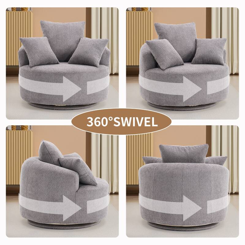 Swivel Compression Chair, Gray, Fabric/Foam/Wood, 39x28x27 inches