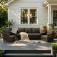 preview thumbnail 47 of 81, Rope Woven Patio Conversation Set with Swivel Chair & Settee Cushions