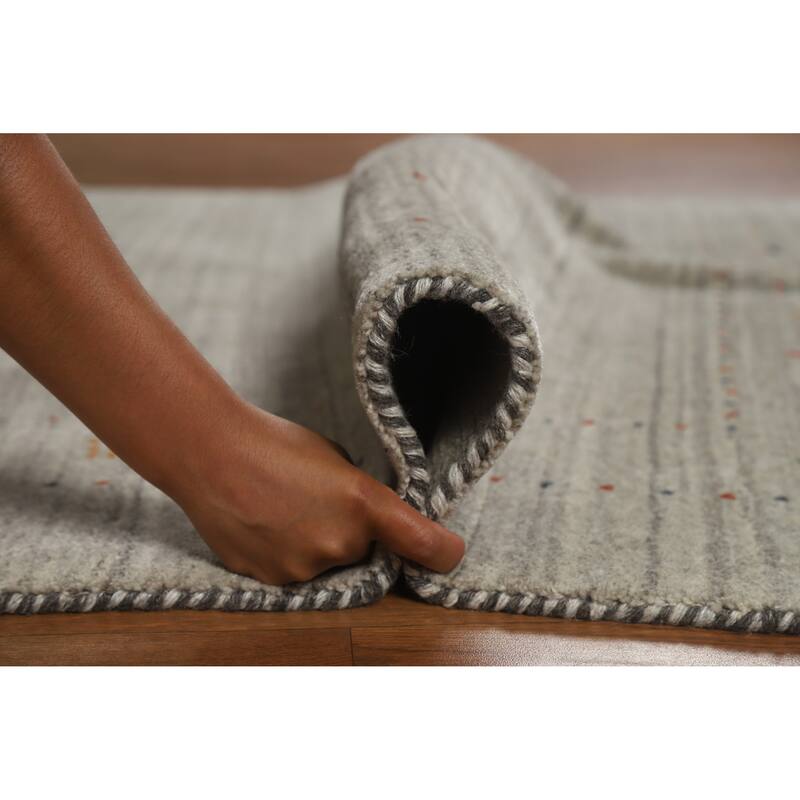 Hand Knotted Oriental 100% Wool Carpet Tribal Animal Pictorial Greys & Charcoal Gabbeh Area Rug - 7' 9'' X 5' 1''