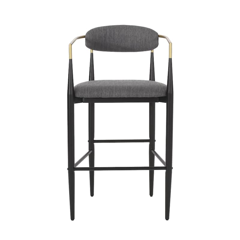 With Arms Barstools Set of 2, Counter Height Chairs with Fabric Upholstered Seat, Curved Back and Iron Frame for Kitchen Island
