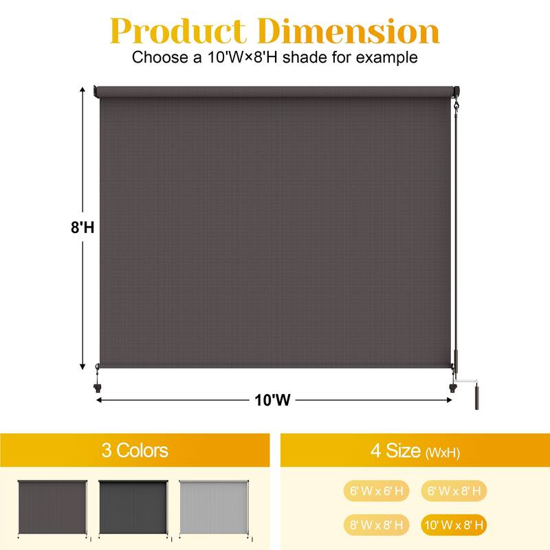 8'W X 8'H Outdoor Roller Shade
