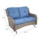 preview thumbnail 2 of 8, Outdoor Glider Loveseat Sofa with Ottoman - Blue cushion - Grey