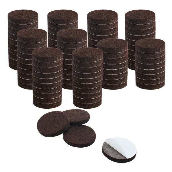 100pcs Furniture Felt Pads Round 1 1/8" Self-stick Non-slip Anti-scratch Pads for Sofa Chair Feet Floor Protector Brown
