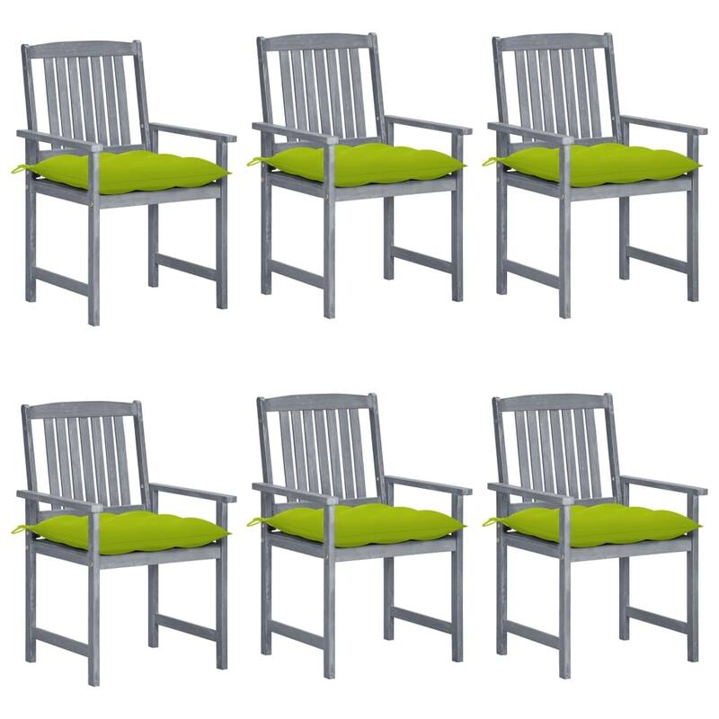 vidaXL Patio Chairs Outdoor Dining Chair with Cushions Gray Solid Wood Acacia