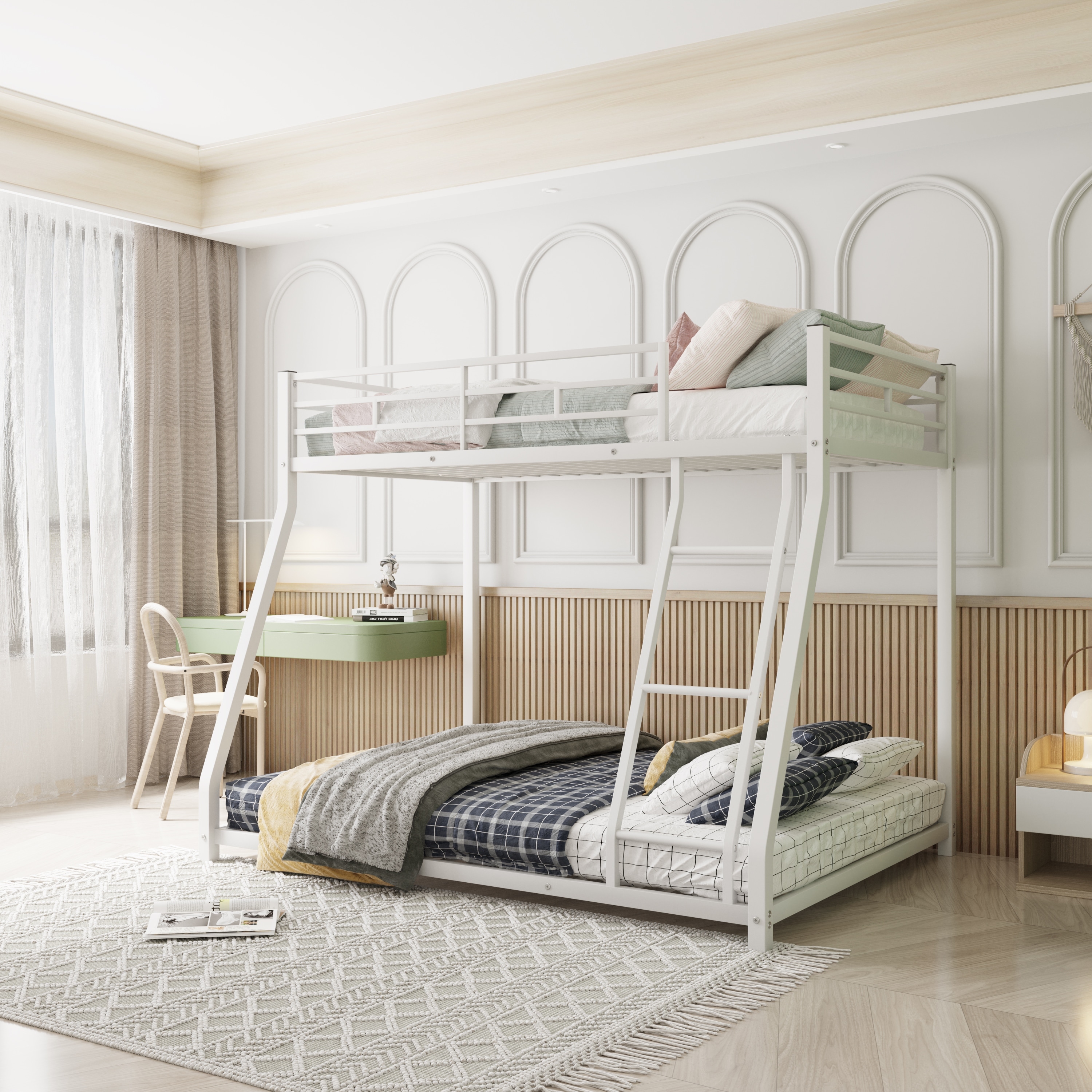 Metal frame bunk beds twin over full store