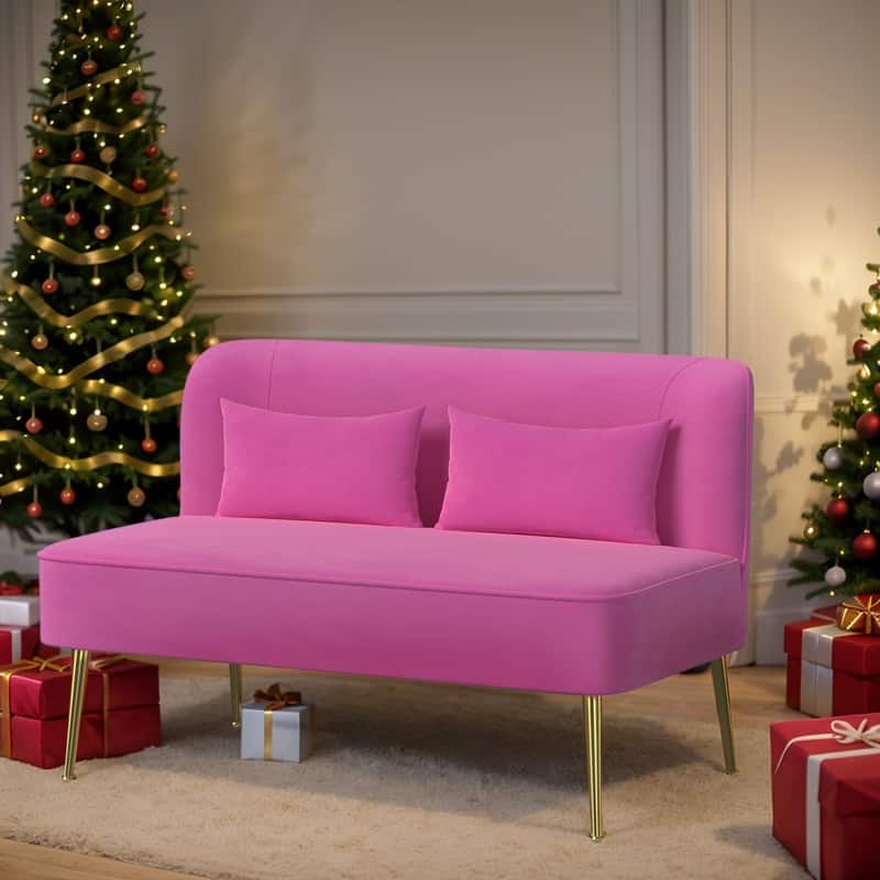 Velvet Upholstered Metal Legs Loveseat