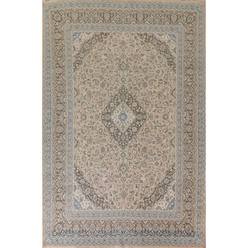 Hand Knotted Oriental 100% Wool Carpet Traditional Floral Peach Mashad Area Rug - 12' 4'' X 9' 5''