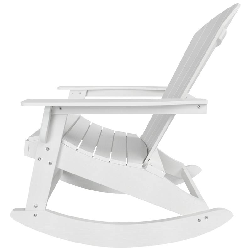 Vineyard HIPS Outdoor Eco-Friendly All Weather Seashell Rocking Adirondack Chairs with Side Table (3-Piece Set)