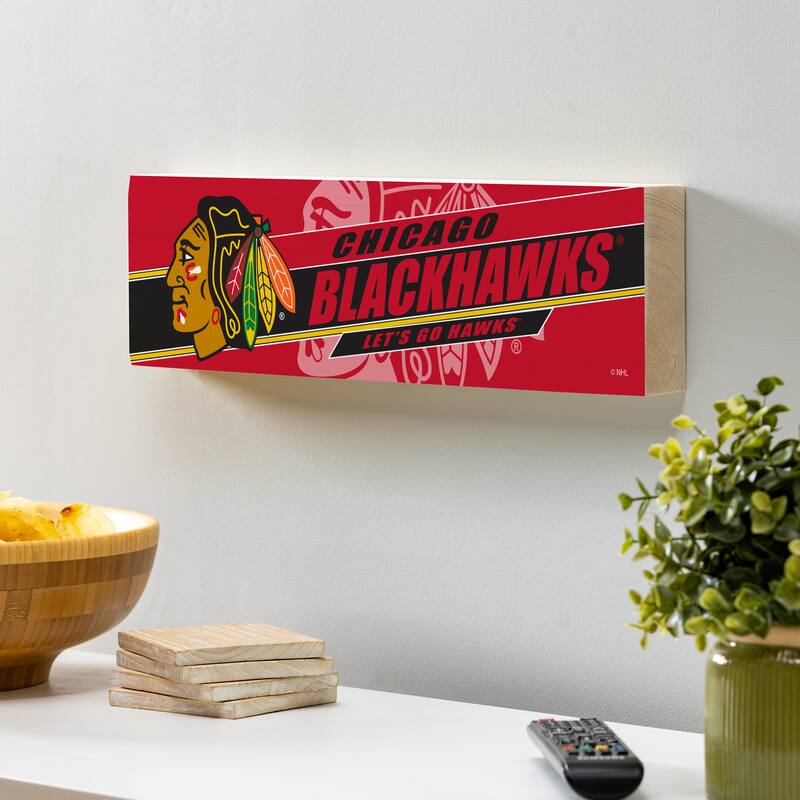 Chicago Blackhawks Wooden Tabletop Mantel Shelf Sign