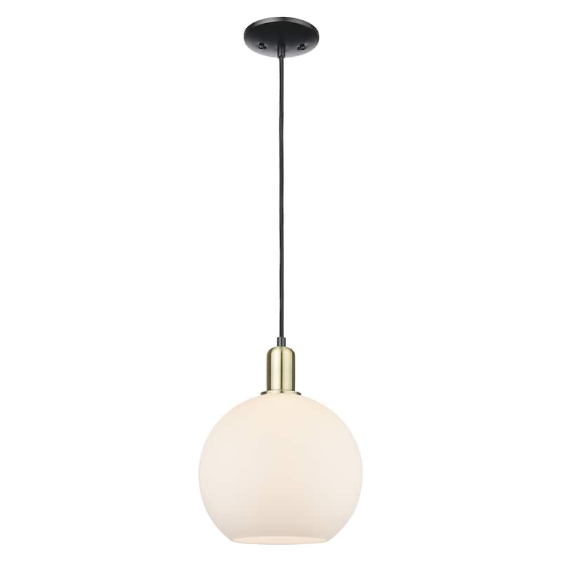 Innovations Lighting Endless Possibilities Arcadia - Athens - 1 Light 10" Cord Hung Mini Pendant - Matte White/Black Antique Brass