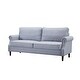 preview thumbnail 5 of 14, Eucalyptus Wood Modern Linen 3-Seat Sofa with Rolled Arms and Solid Robber Legs