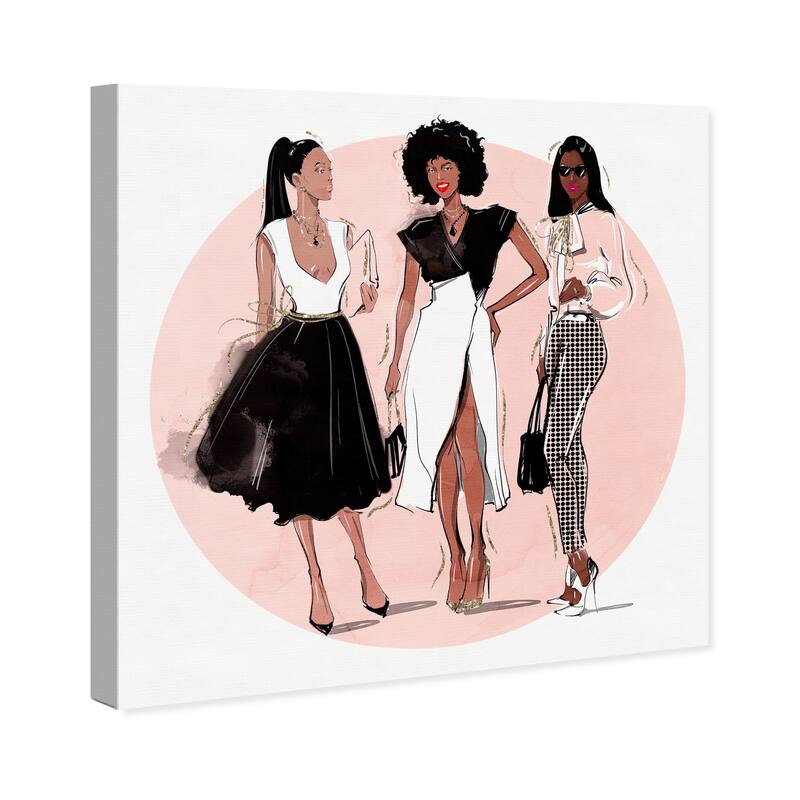 Wynwood Studio Canvas Fashion and Glam Shopping Best Friends Pink and Light Pink Glam Wall Art Canvas Print