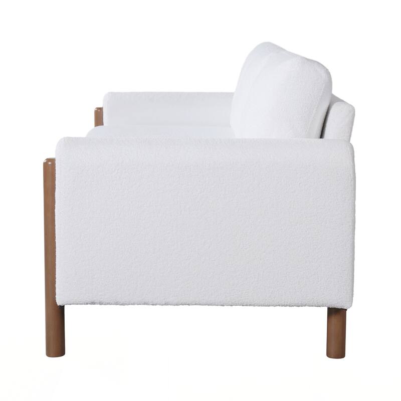 3-Seater Sofa, Curved Armrest with Integrated Solid Wood Legs