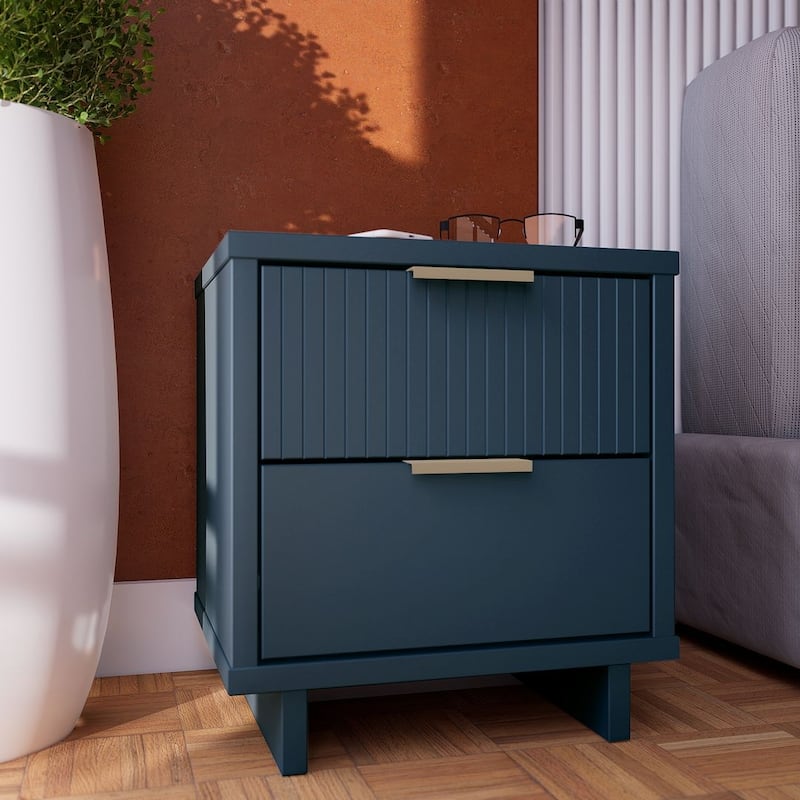 Manhattan Comfort 2.0 Granville Modern 2 Drawer Nightstand - Midnight Blue