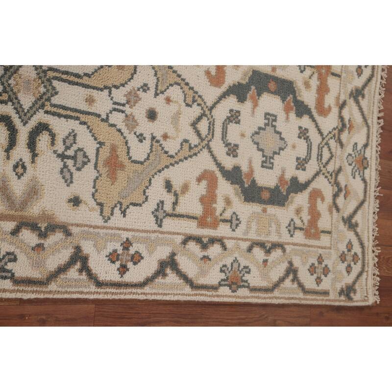 Oushak Runner Rug Hand-Knotted Wool Carpet - 2'7"x 9'11"