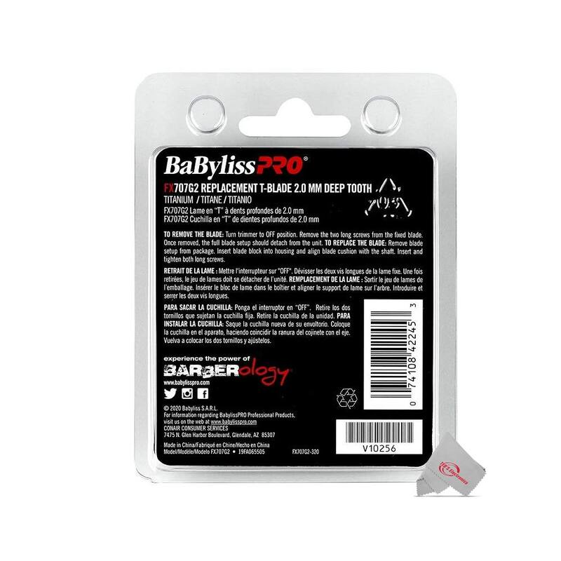 Babyliss Pro Gold FX707G2 Replacement Deep Tooth T-Blade 2.0MM + BaByliss Pro Fade Brush BPFADEB + BaByliss Pro 9" Clipper Comb