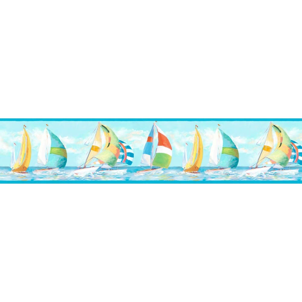 Shop Brewster Dlr53571b Miramar Teal Regatta Border Wallpaper