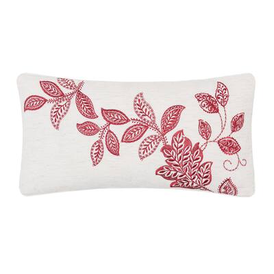 Rose Tree Savoy Embroidered Leaves Throw Pillow