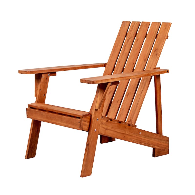 Westport Outdoor Patio Modern Acacia Wood Adirondack Chair, by JONATHAN Y - Light Brown