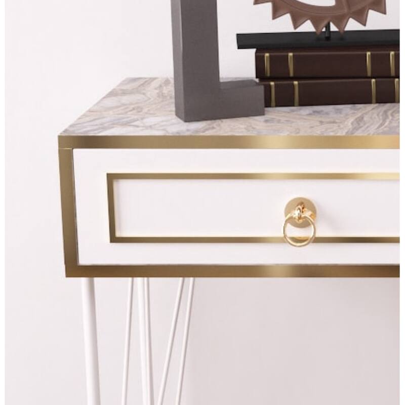 Ardeno Metal Legs Wood Base Console Table - White