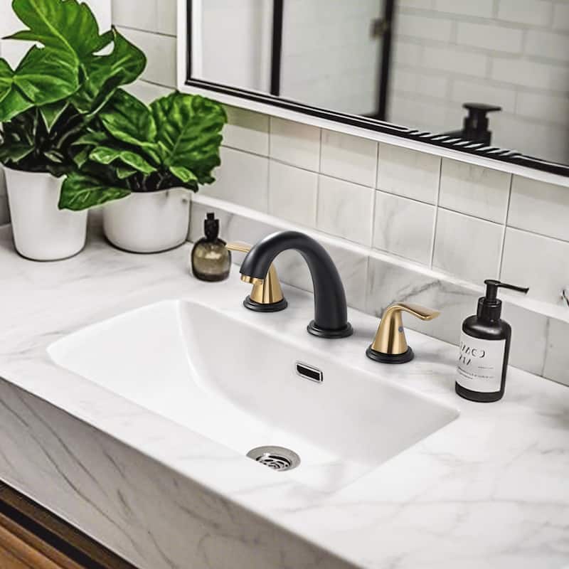 WOWOW Widespread Double Handle Bathroom Faucet