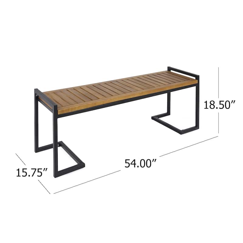 Kuehn Acacia Wood and Iron Bench by Christopher Knight Home