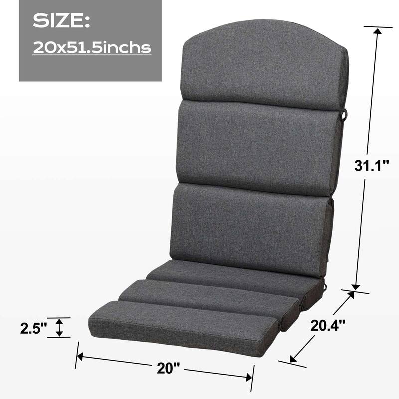Aoodor Patio Chair Cushion Set of 2 - High-Back Adirondack Patio Cushions with Ties
