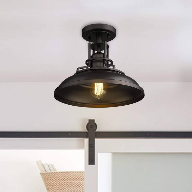 1-Light Semi Flush Mount Light,Farmhouse Ceiling Light, Oil Rubbed Bronze Finish