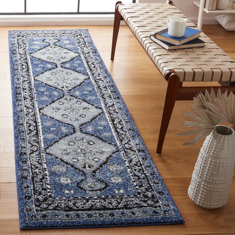 SAFAVIEH Vintage Hamadan Sadiya Traditional Oriental Rug - 2'3" x 8' Runner - Blue/Grey