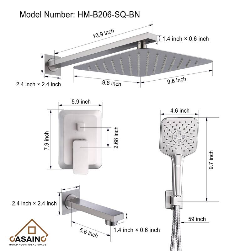 Wall-mounted rain shower faucet with pressure balanced valve