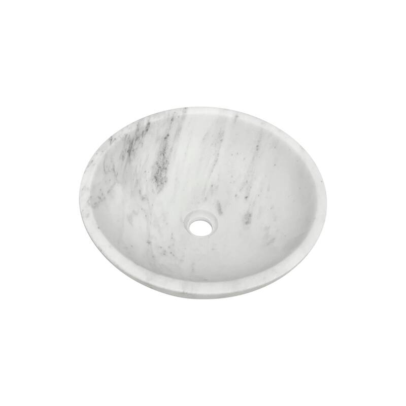 Roomfitters Round Marble Bathroom Vessel Sink, Natural Stone Countertop Wash Basin, Polished Bowl Vanity Sink