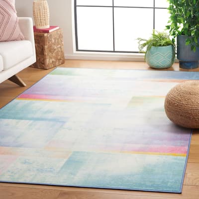 SAFAVIEH Paint Brush Machine Washable Slip Resistant Sebahate Rug - 8'9" x 12'