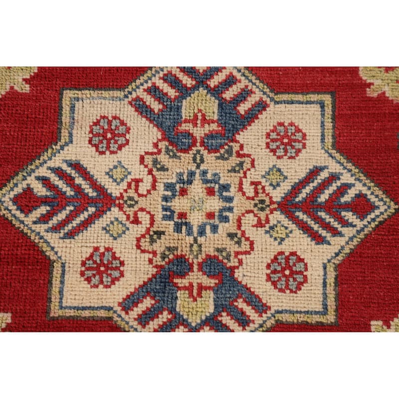 Kazak Oriental Accent Rug Handmade Geometric Wool Carpet - 3'6"x 4'11"