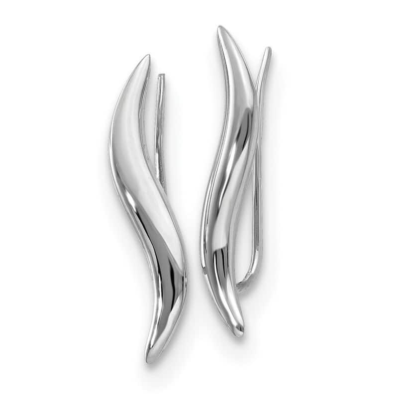 Curata 14k White Polished Fancy Ear Climber Earrings - 23x3mm