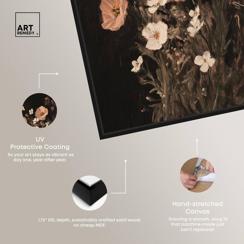 Poppy and Moth I Canvas by Art Remedy