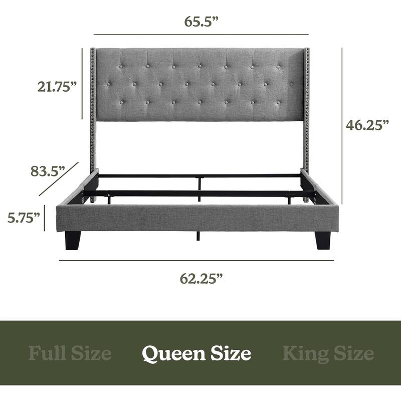 Nestl Bed Frame with 10" Green Tea Graphite Memory Foam Mattress and Headboard Wingback