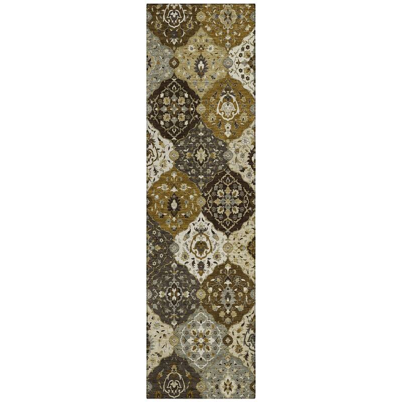 Machine Washable Indoor/ Outdoor Traditional Panel Chantille Rug
