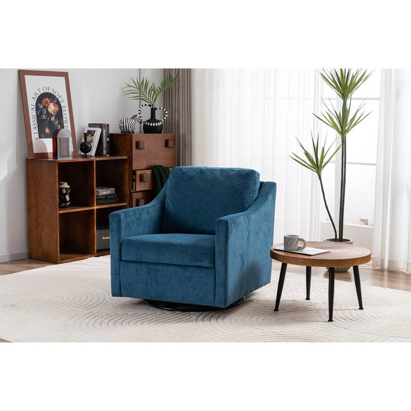 Modern Upholstered armchair Swivel Chair - Navy Blue