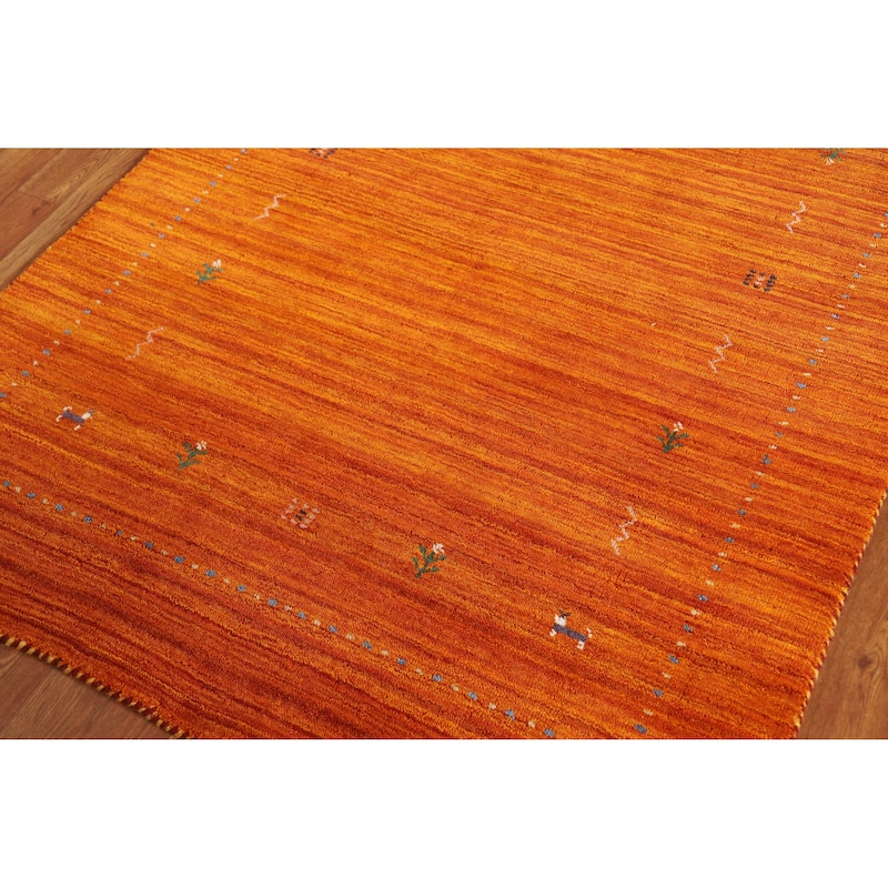 Hand Knotted Oriental 100% Wool Carpet Tribal Tribal Oranges & Rust Gabbeh Area Rug - 5' 10'' X 3' 11''